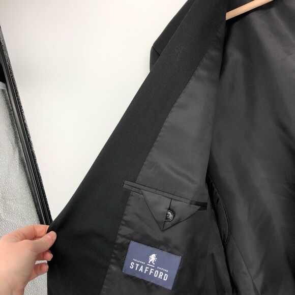 🆕 STAFFORD Travel Suit Jacket Classic Fit Black NWT - Picture 10 of 13